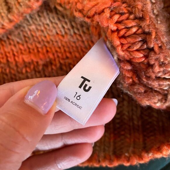 Cozy Orange Knit Sweater Size 16 Brand Tu - Picture 7 of 8